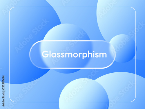 Modern Abstract Glassmorphism Background Vector with Frosted Glass Effect and Blue Gradient Spheres for UI UX Web Design