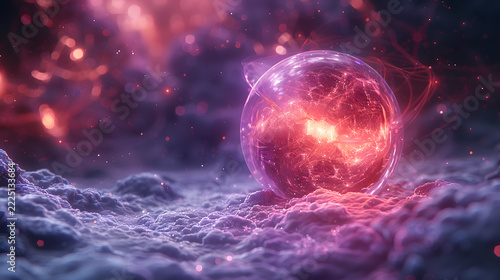  Abstract Purple Blue Energy Orb with Flowing Light Threads 4K
