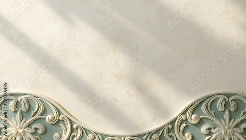 Warm Beige Marble Stone Background Framed with Elegant Classical Baroque Molding Border