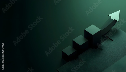 Deep Forest Green Minimalist Background with Geometric Step Pedestal in Corner