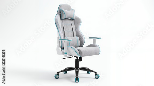 White and Turquoise Modern Gaming Chair
