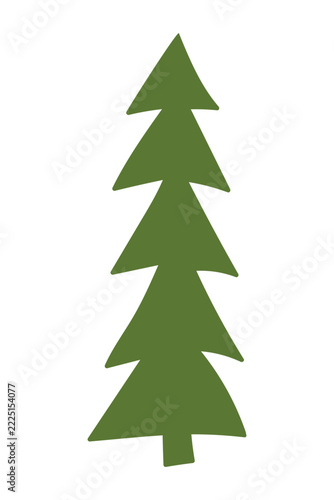Isolated vector illustration of a simple green Christmas tree silhouette with a clean minimalist design, ideal for holiday decorations and festive projects.