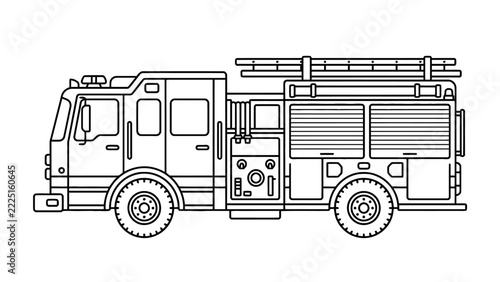 Fire Engine Truck Outline Drawing