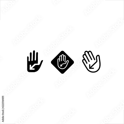 Mindfulness digital wellness movement slow down hand gesture minimal icon set, crafted for AI ethics campaign, stress reduction app, lifestyle break awareness, and traffic safety control badge collect