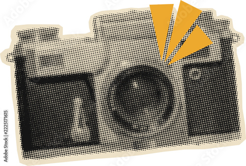 Vintage Camera Illustration, Retro 80s Photography Pop Art
