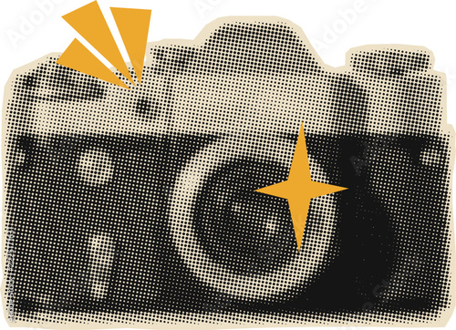 Vintage Camera Illustration, Retro 80s Photography Pop Art