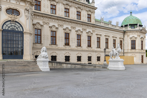 18th century baroque Upper Belvedere palace, sculptures Sphinx and Horse Tamer, Vienna, Austria