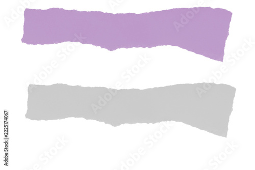 Vintage torn paper strips in purple and gray for creative design