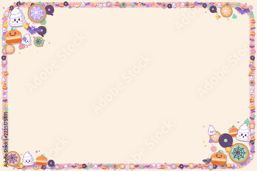 Halloween Sweets and Cookies Pastel Border with Copy Space