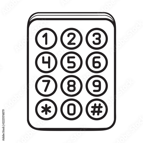 phone number digits icon with a black outline art vector design black outline art vector black outline art vector icon