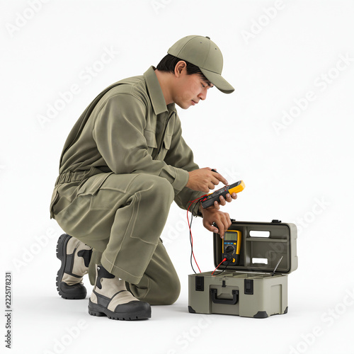Southeast Asian Male Technician Working in Tropical Resort Environment