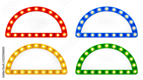 Colorful Neon Lights in Bright Red, Blue, Yellow and Green Arcs