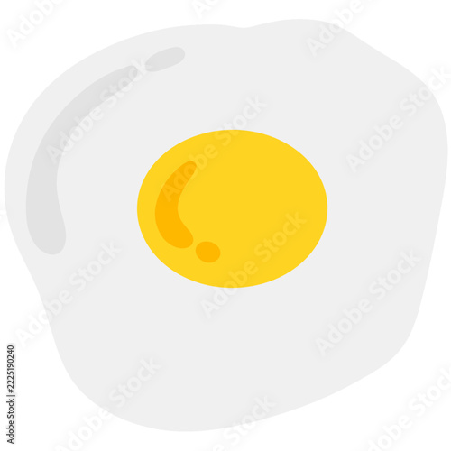 Fried egg sunny side up flat icon