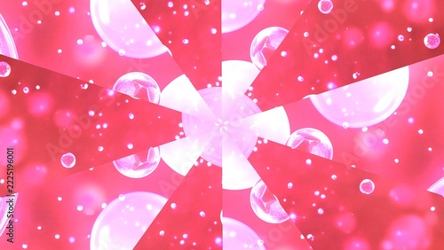 Abstract Pink Kaleidoscope Bubbles and Glitter Background.