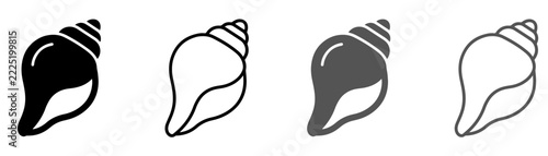 Black and white seashell icon set for marine and ocean nature designs Vector