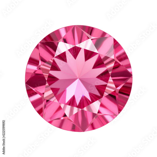 Vivid pink gemstone isolated, perfect for luxury jewelry catalogs, birthstone-themed marketing, high-end fashion design mockups, and editorial content about precious colored gemstones