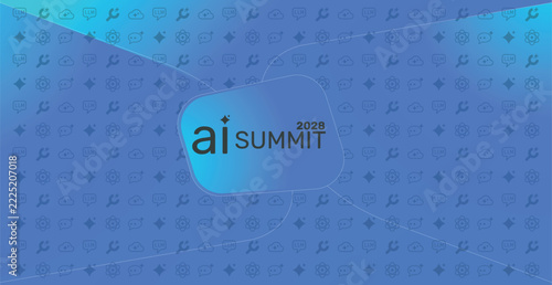 AI Summit 2028 Vector Banner Design Technology Conference Event Announcement LLM Machine Learning Icons Pattern Horizontal Modern Illustration Template