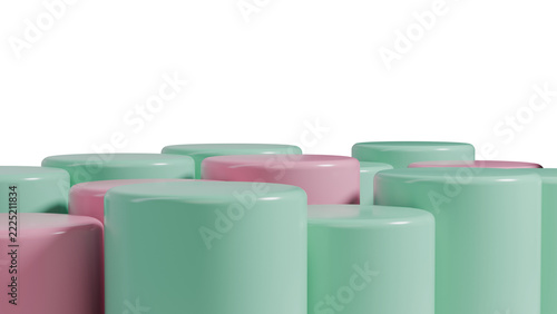 3D Render of Cylinder Tubes. Geometric Shapes for Background