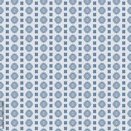 Retro Flower Chain Stripe in Steel Blue