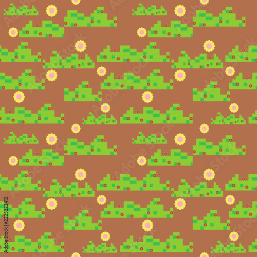 seamless pattern with bush pixels 