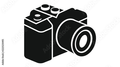 Minimalist black camera icon featuring bold lines and professional design for modern digital media user interfaces