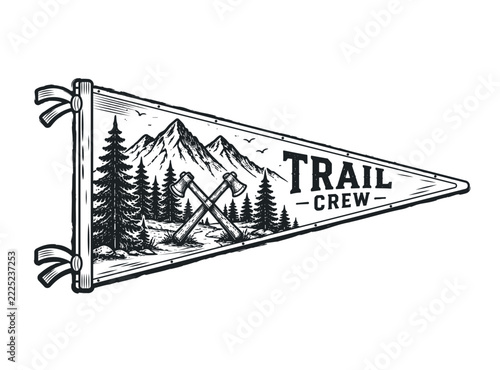 Vintage Camping Pennant Print Illustration