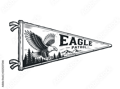 Vintage Camping Pennant Print Illustration