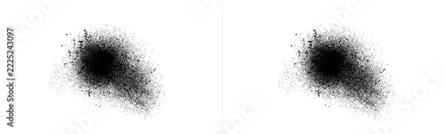 Black ink splatter spray effect on transparent and white backgrounds for design.