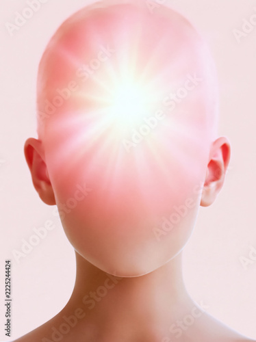 Abstract Portrait with Radiant Light Emanating from Head