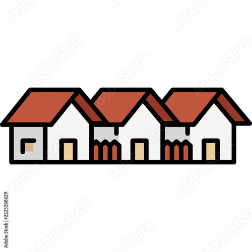 Cottage village vector icon row houses suburban