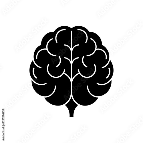 Brain outline icon black silhouette on a white background