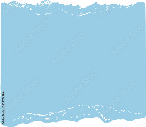 Blue ripped note paper, square sheet with torn, rough, ragged, grunge edges. Blank memo scrap, template frame with worn, textured border. Paper piece, sticky card. Vector graphic element