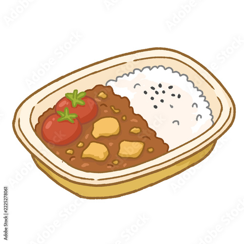 Japanese Curry Rice with Vegetables and Meat Cartoon Illustration