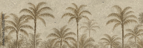 dark Cream Tropical Forest Graphic, Serene Nature Background Element - Wallpaper Tropical Jungle wall mural, Mughal Garden Illustration, Wallpaper, Birds wheat field in the wind