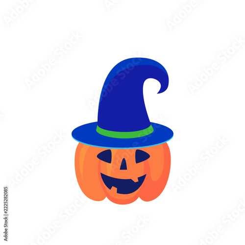 Halloween Pumpkin Wearing Witch Hat