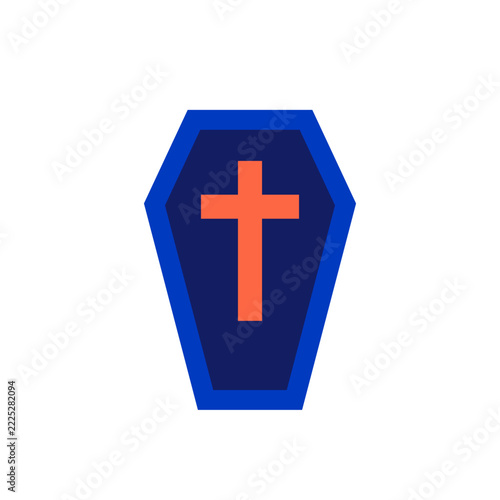 Blue Halloween Coffin with Cross