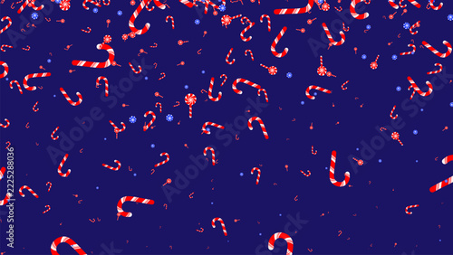 Falling Christmas Candy Canes on Dark Blue Background