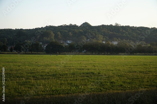 A view of the mound where the Kosciuszko Museum is located; the complex itself is known for the large number of flags from various countries surrounding the fort and the museum (Blonia Krakowskie).