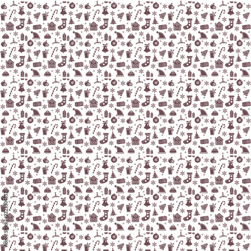 Seamless christmas pattern with festive holiday icons for winter