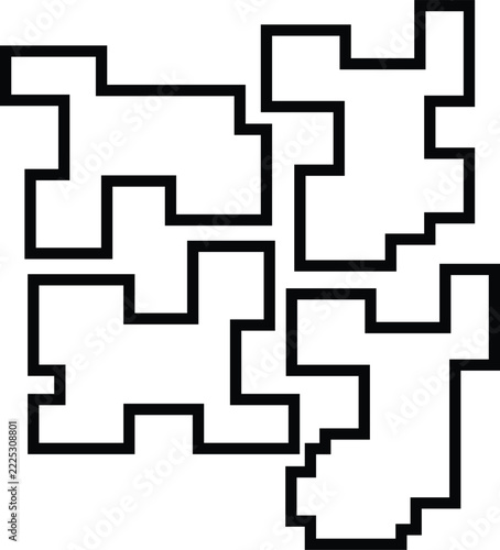 Abstract geometric maze pattern design in black and white Vector, illustration