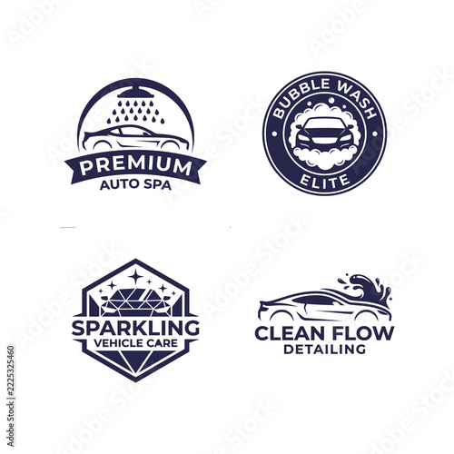 Collection of modern car wash and detailing