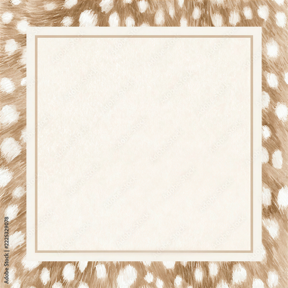 Naklejka premium Blank square frame on textured beige and white animal print background for minimalist design, invitation, branding, wall art, or decorative layout