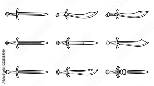 Obraz na plátně Collection of Isolated Ancient Swords and Sabers