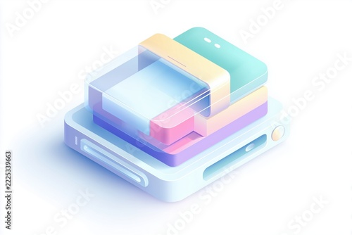 Isometric composition of mobile application modules.