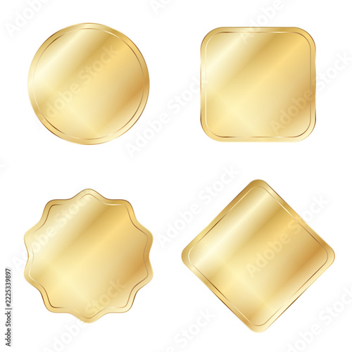 Luxury Champagne Gold Metallic Sticker Badges Set Isolated on Transparent Background PNG Clip Art