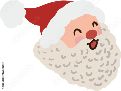 Obraz na plátně Cute Santa Claus cartoon clipart featuring a cheerful winking face, fluffy white