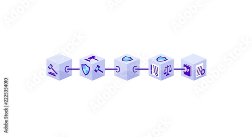 Isometric Blockchain Legal Technology and Smart Contract Illustration