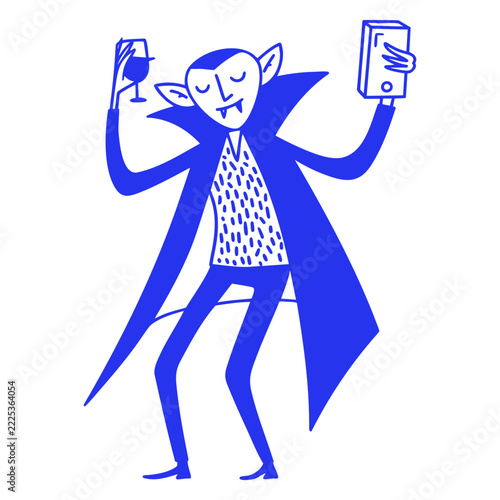 Dracula Taking Selfie With Wine