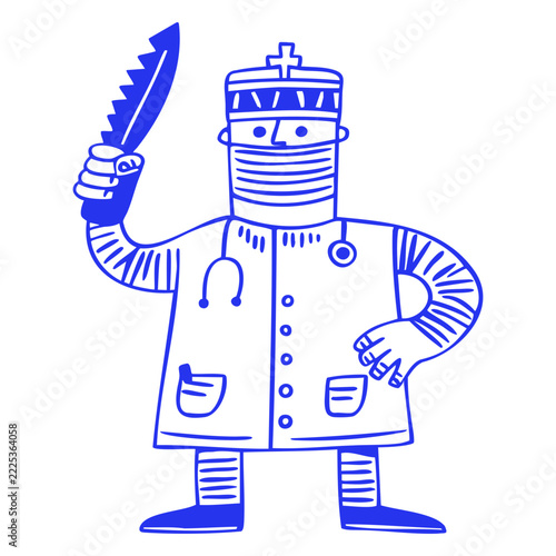 Surgeon Doctor Holding Knife Vector