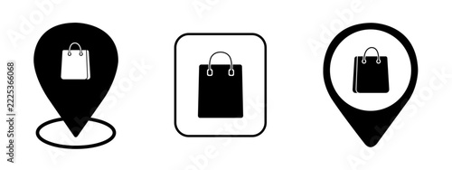 vector icon set for store locations